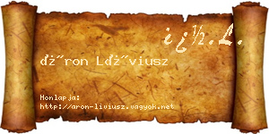 Áron Líviusz névjegykártya